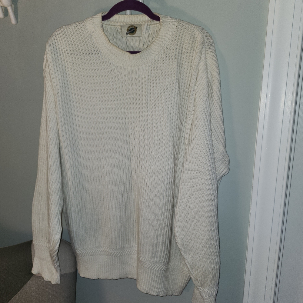 Elegant Cream Men's Crewneck Sweater